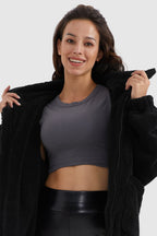 Drawstring Hem Fleece Zip-Up