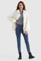Drawstring Hem Fleece Zip-Up
