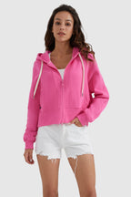 Drawstring Hooded Cropped Sweatshirt
