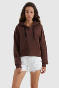Drawstring Hooded Cropped Sweatshirt
