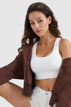 Drawstring Hooded Cropped Sweatshirt