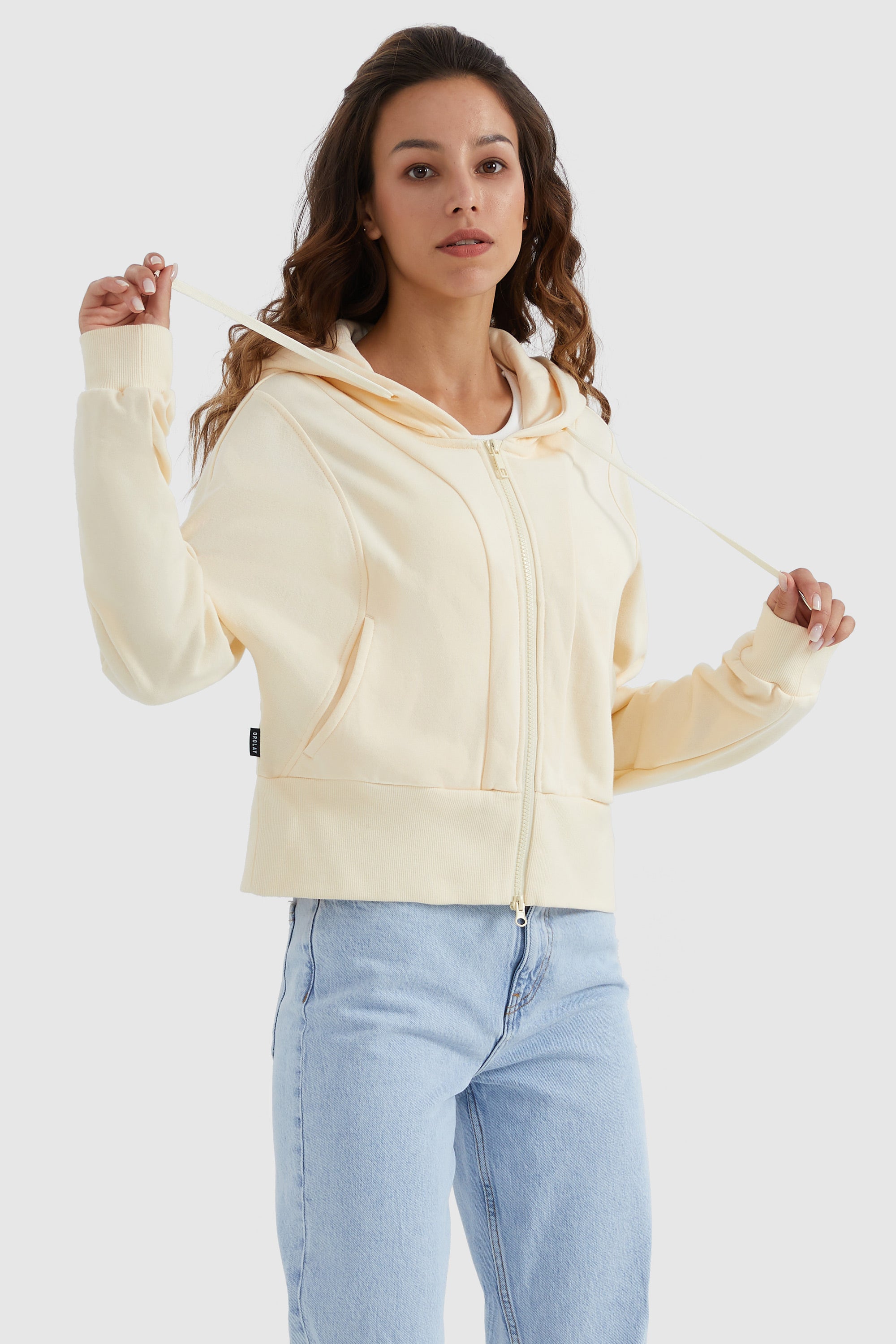 Drawstring Hooded Cropped Sweatshirt
