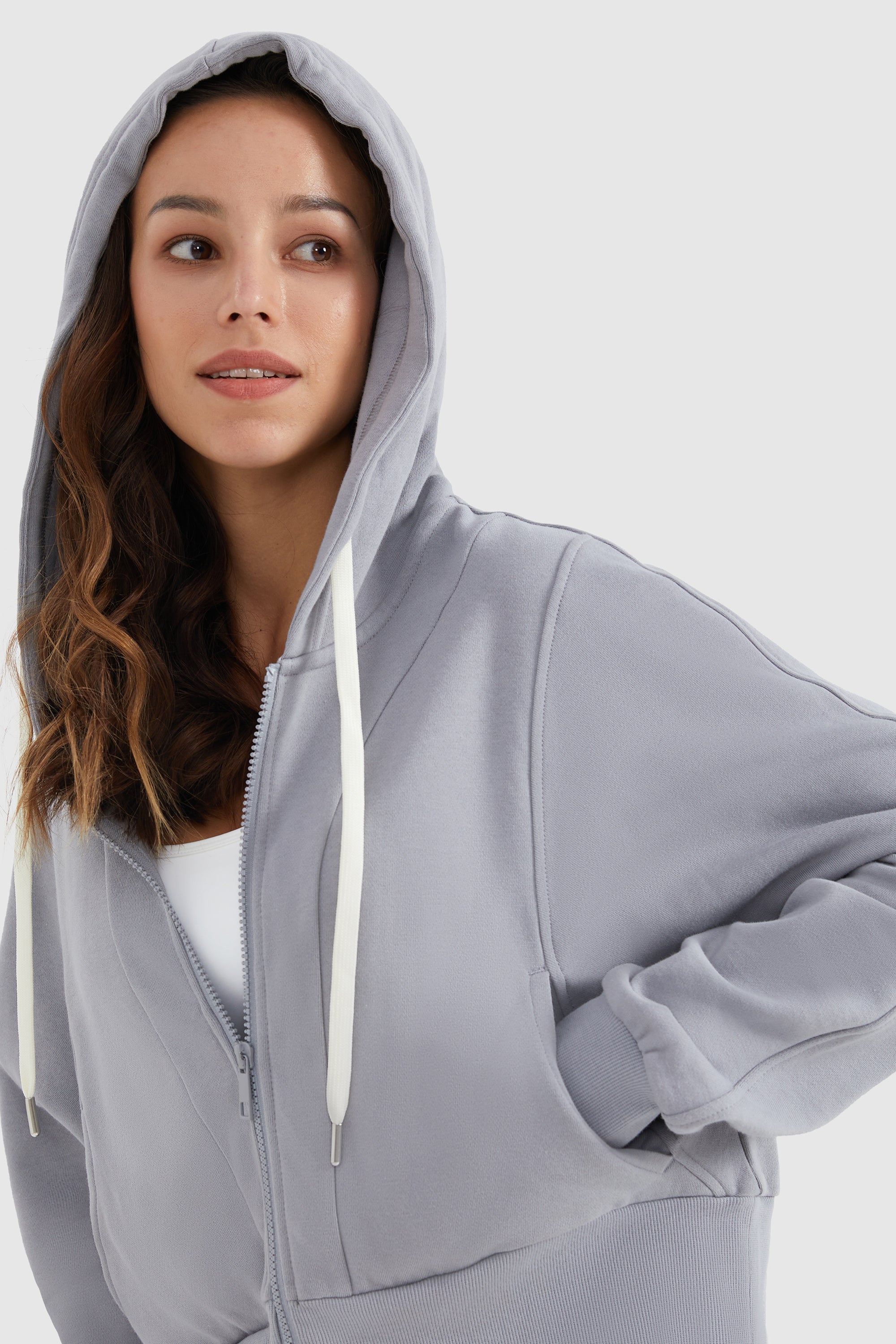Drawstring Hooded Cropped Sweatshirt