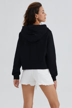 Drawstring Hooded Cropped Sweatshirt