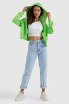 Drawstring Hooded Cropped Sweatshirt