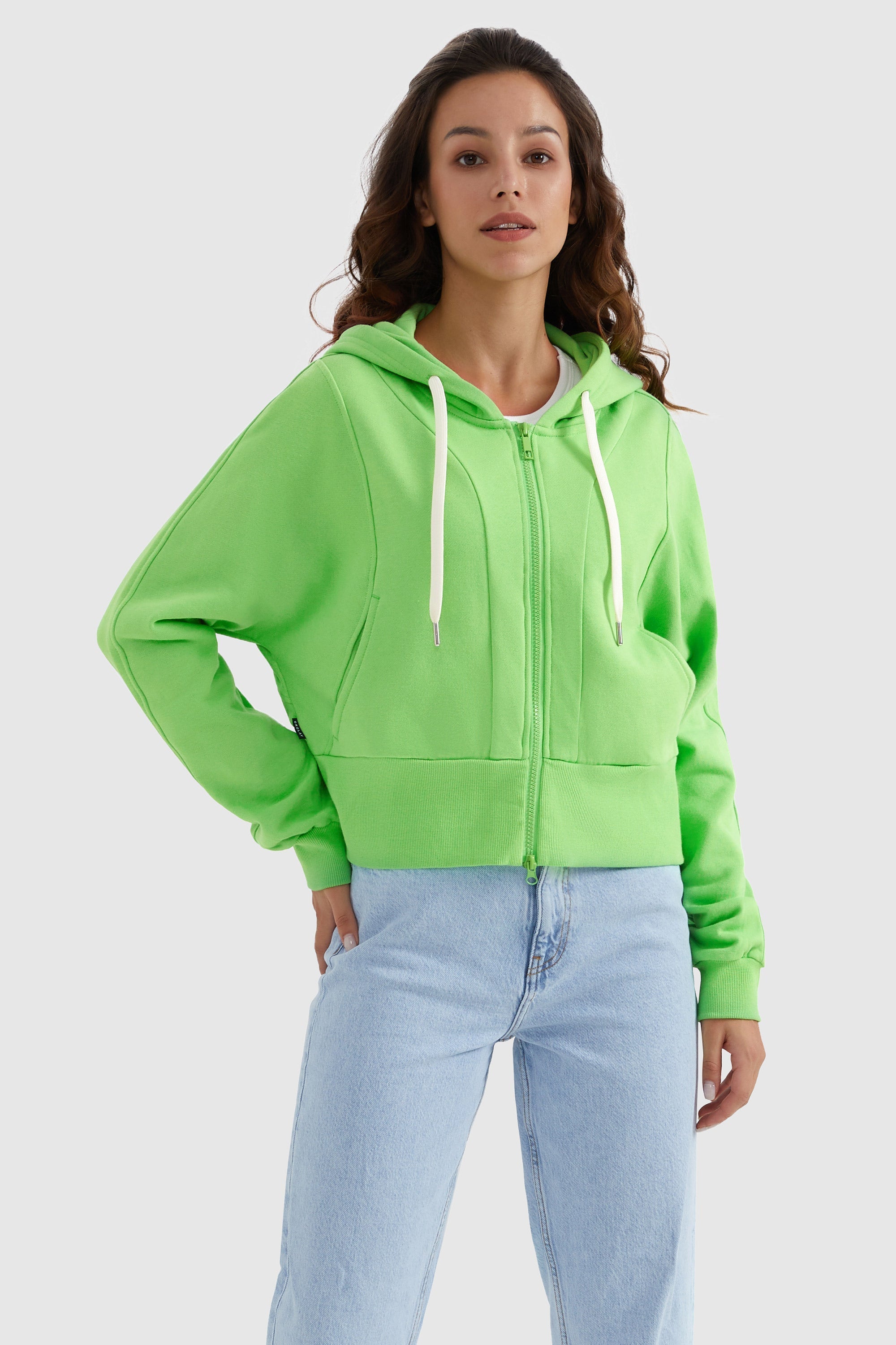 Drawstring Hooded Cropped Sweatshirt