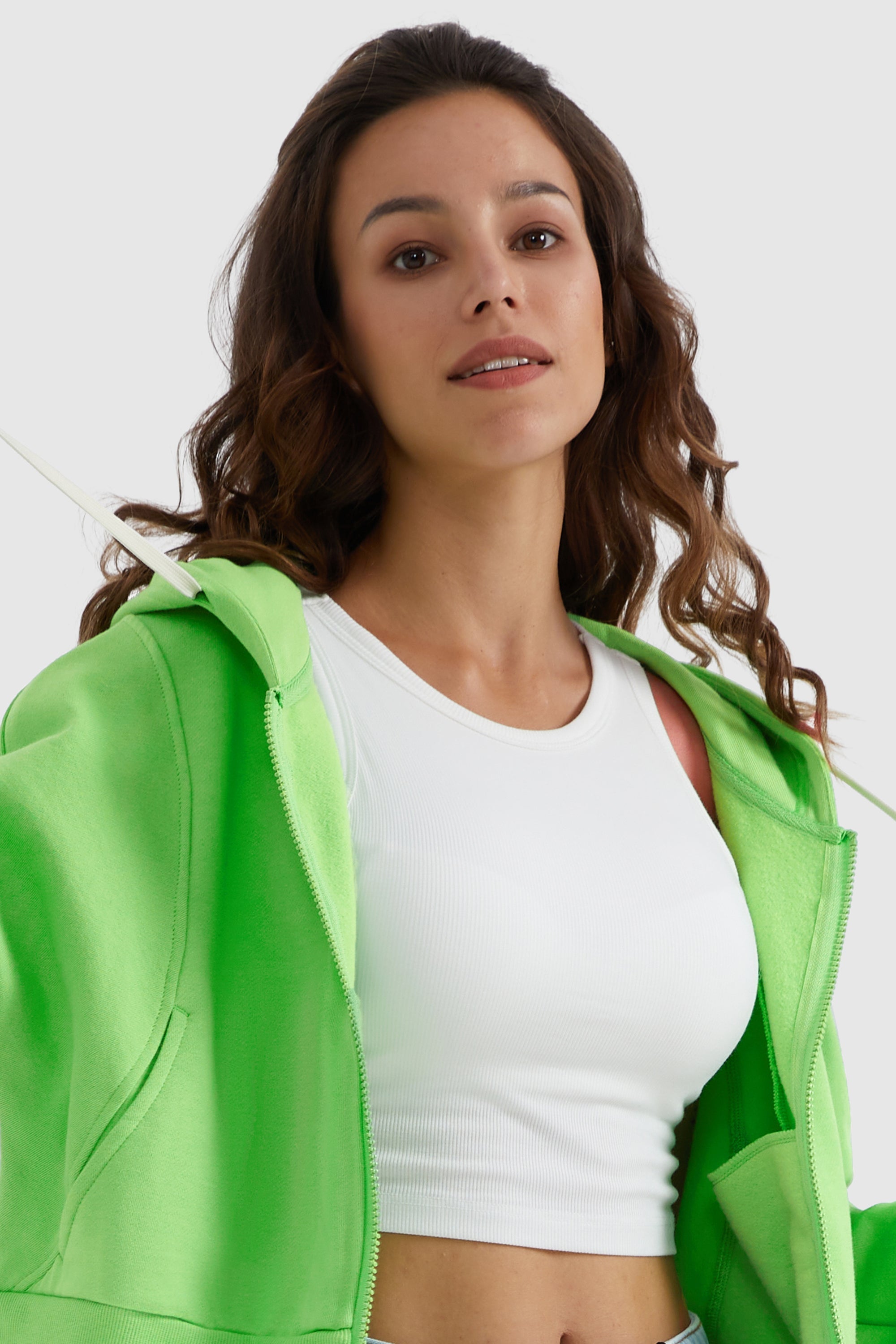 Drawstring Hooded Cropped Sweatshirt