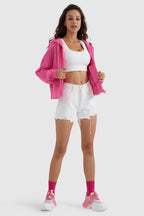 Drawstring Hooded Cropped Sweatshirt