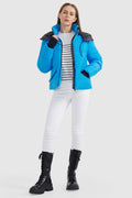 Drawstring Hooded Down Jacket with Detachable belt