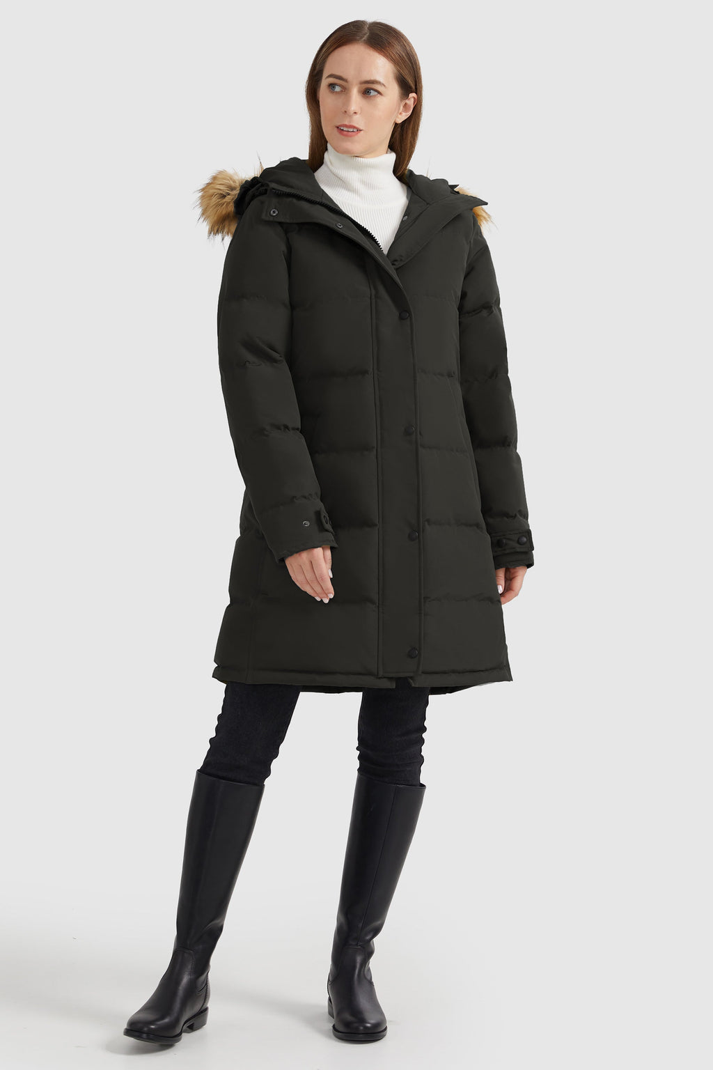 Drawstring Hooded Thickened Puffer Down Coat