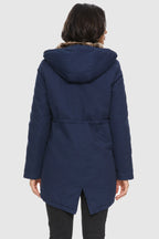 Faux Fur Lined Military Fleece Parka Jacket