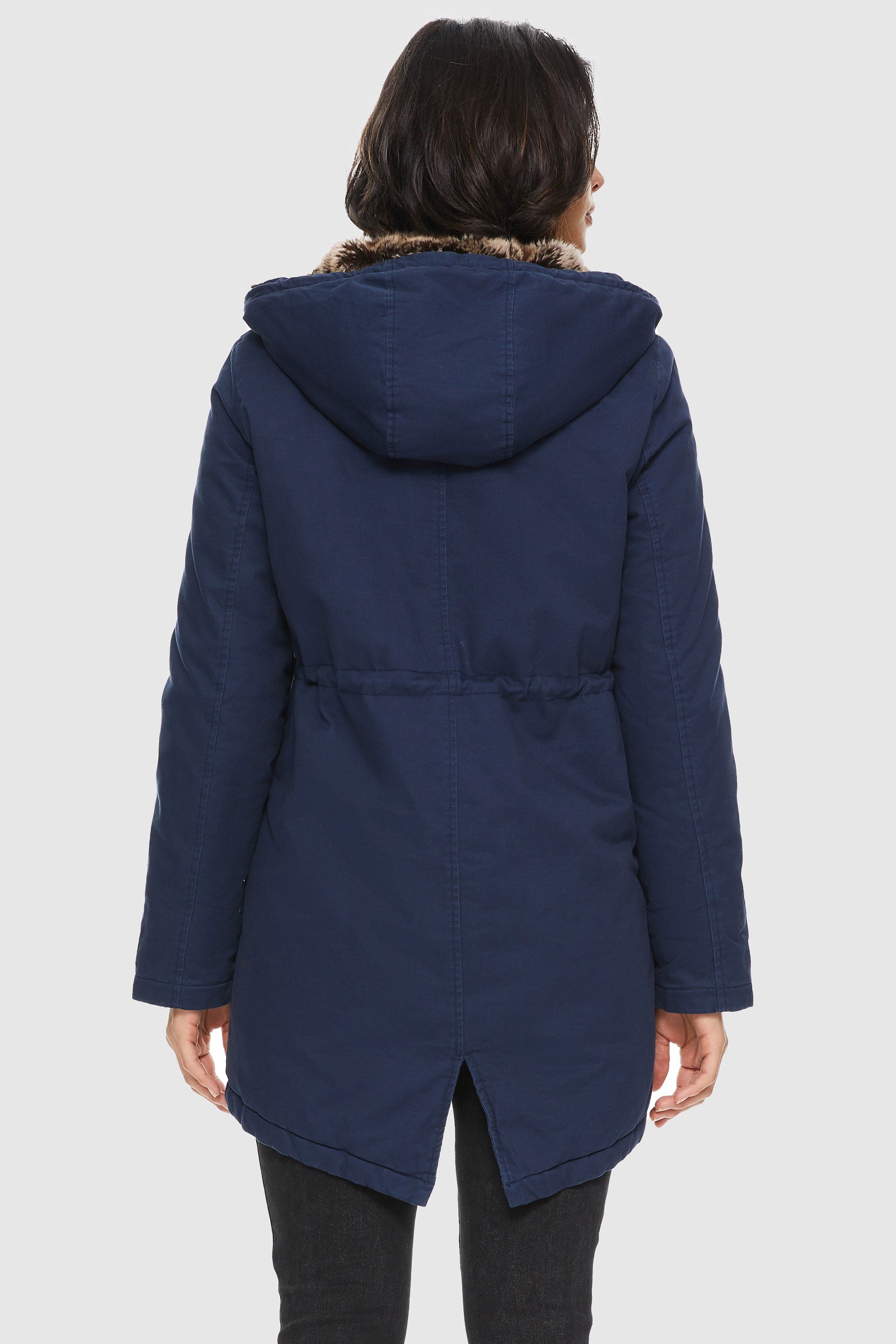 Faux Fur Lined Military Fleece Parka Jacket