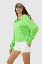 Half-Zip Kangaroo Pocket Cropped Sweatshirt