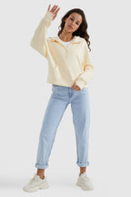 Half-Zip Kangaroo Pocket Cropped Sweatshirt