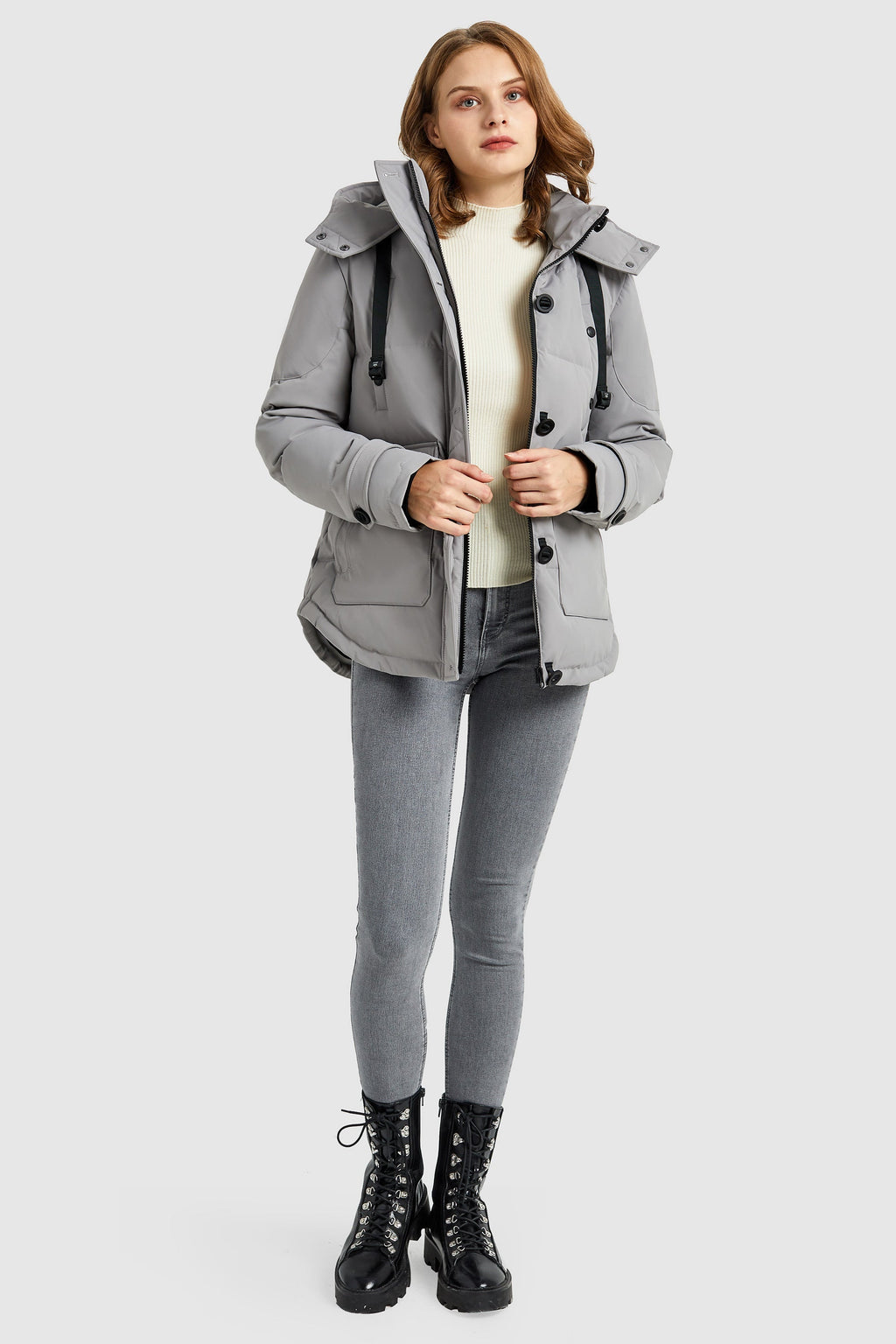 Hooded Down Jacket with Pockets