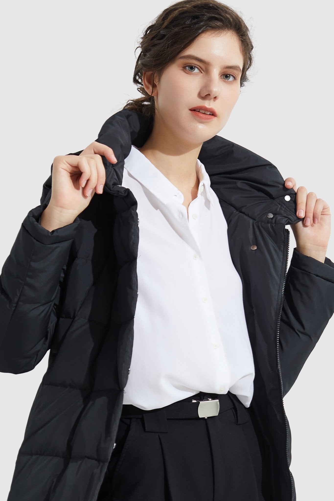 Hooded Winter Two-Way Zipper Down Coat