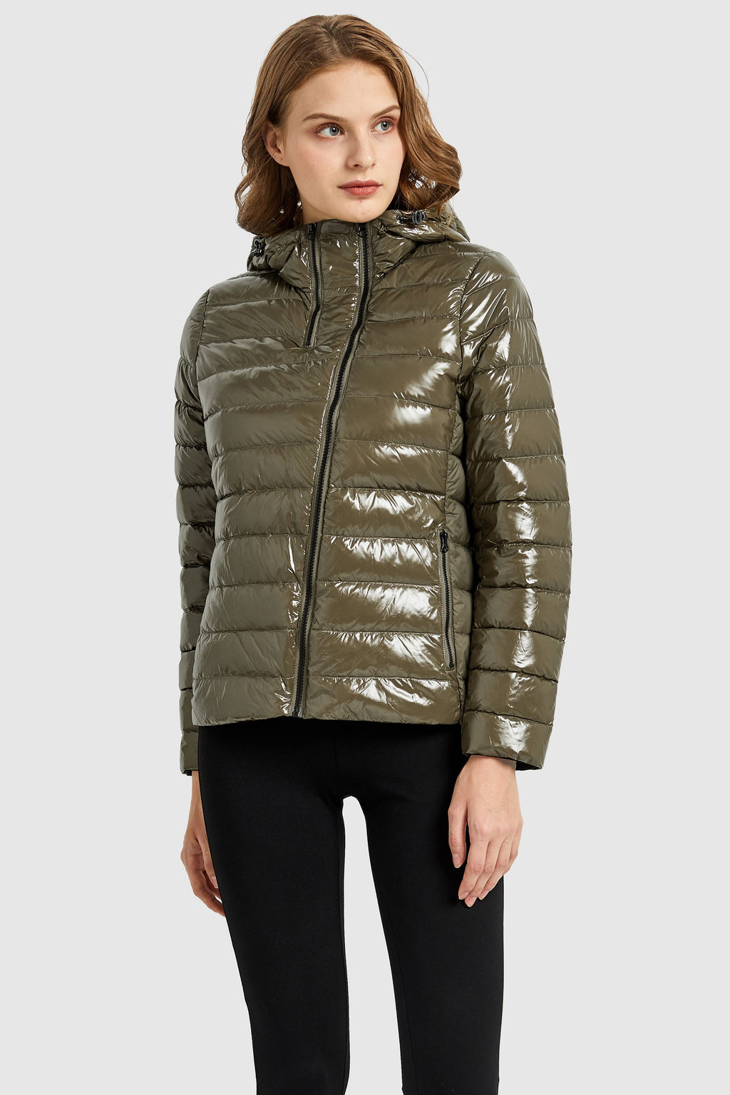 Inclined Zipper Sporty Down Winter Coat