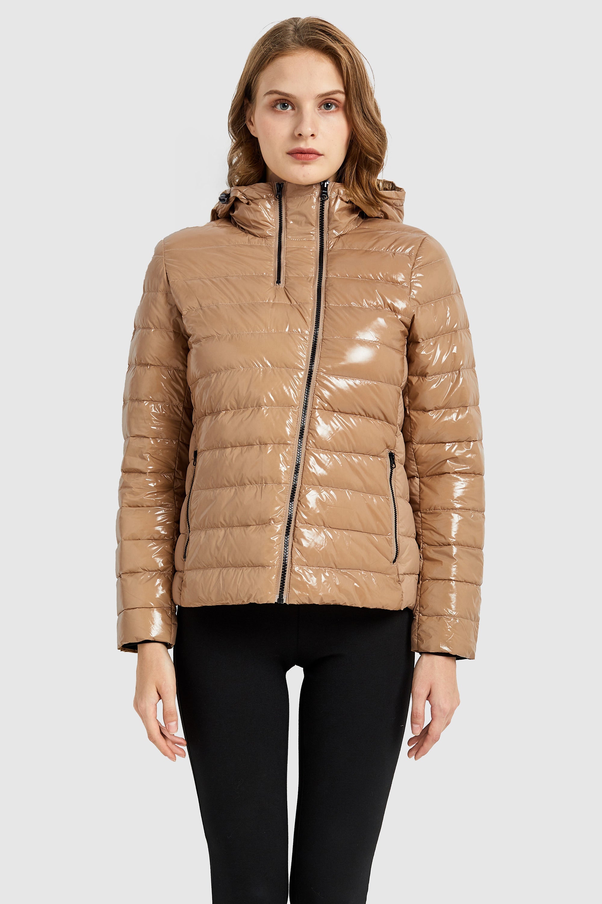 Inclined Zipper Sporty Down Winter Coat