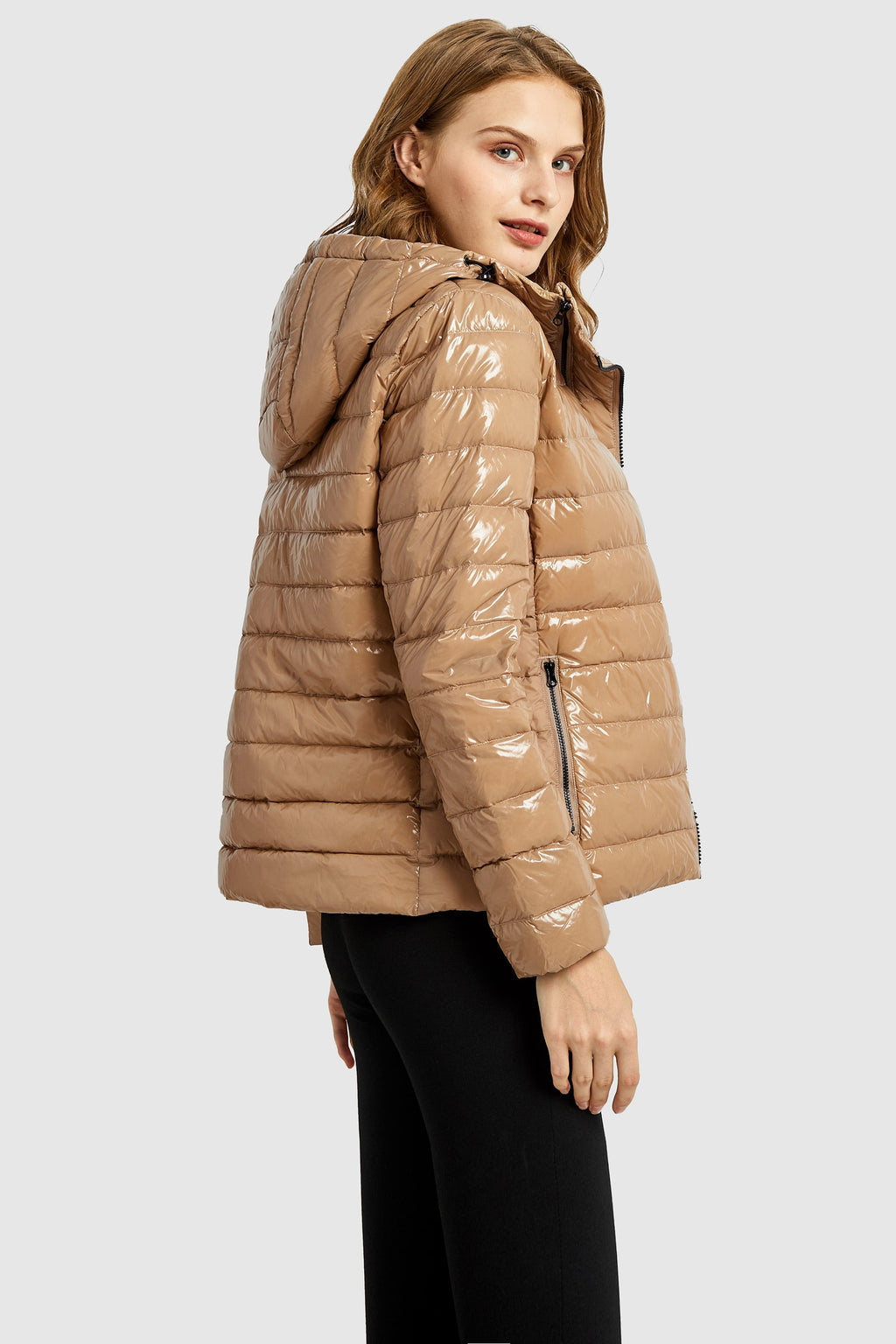 Inclined Zipper Sporty Down Winter Coat