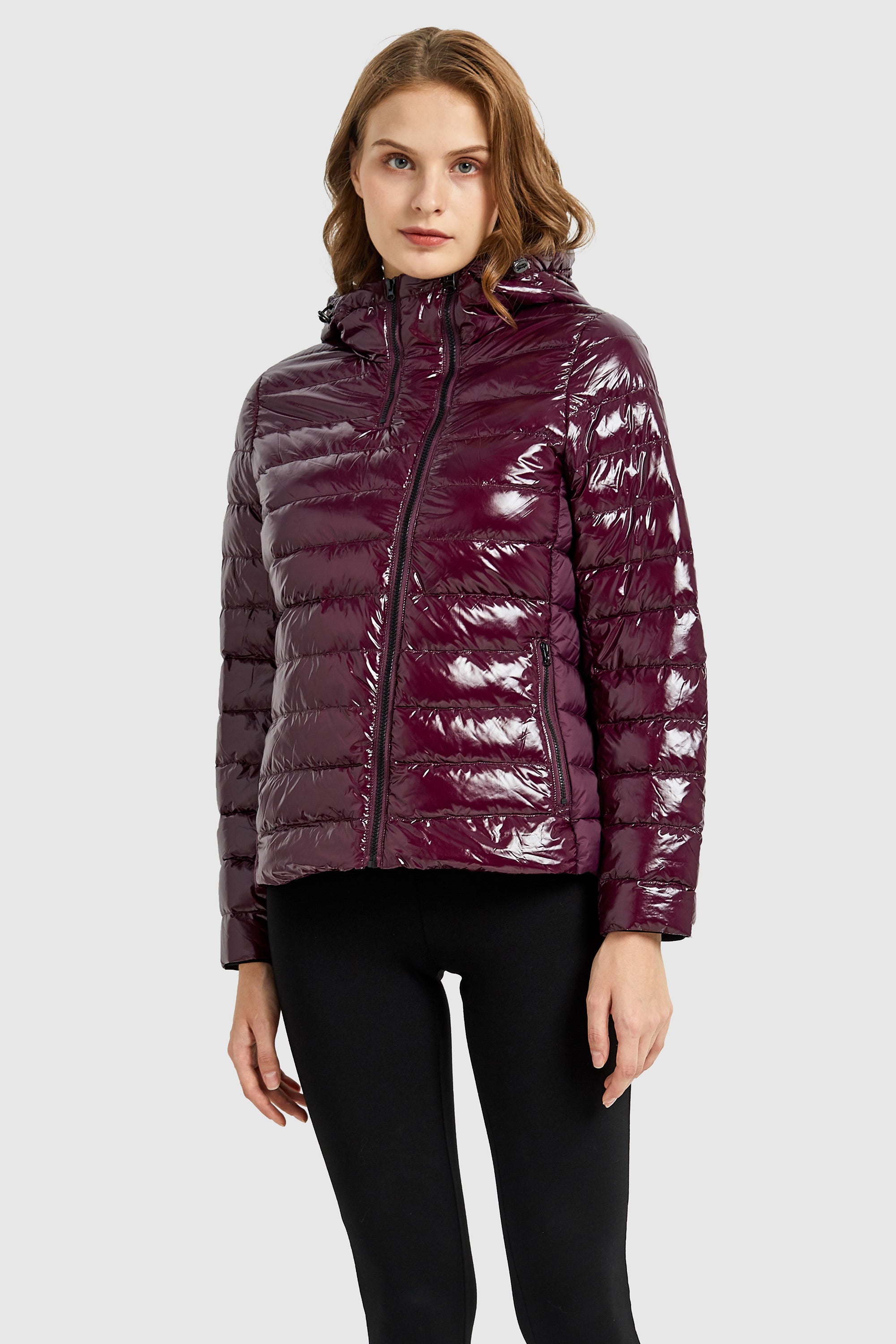 Inclined Zipper Sporty Down Winter Coat