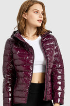 Inclined Zipper Sporty Down Winter Coat