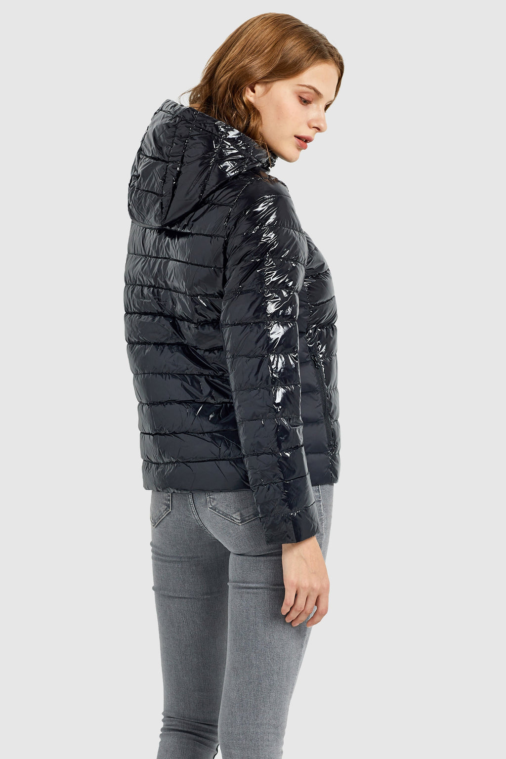 Inclined Zipper Sporty Down Winter Coat