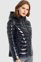 Inclined Zipper Sporty Down Winter Coat