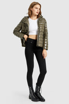 Inclined Zipper Sporty Down Winter Coat