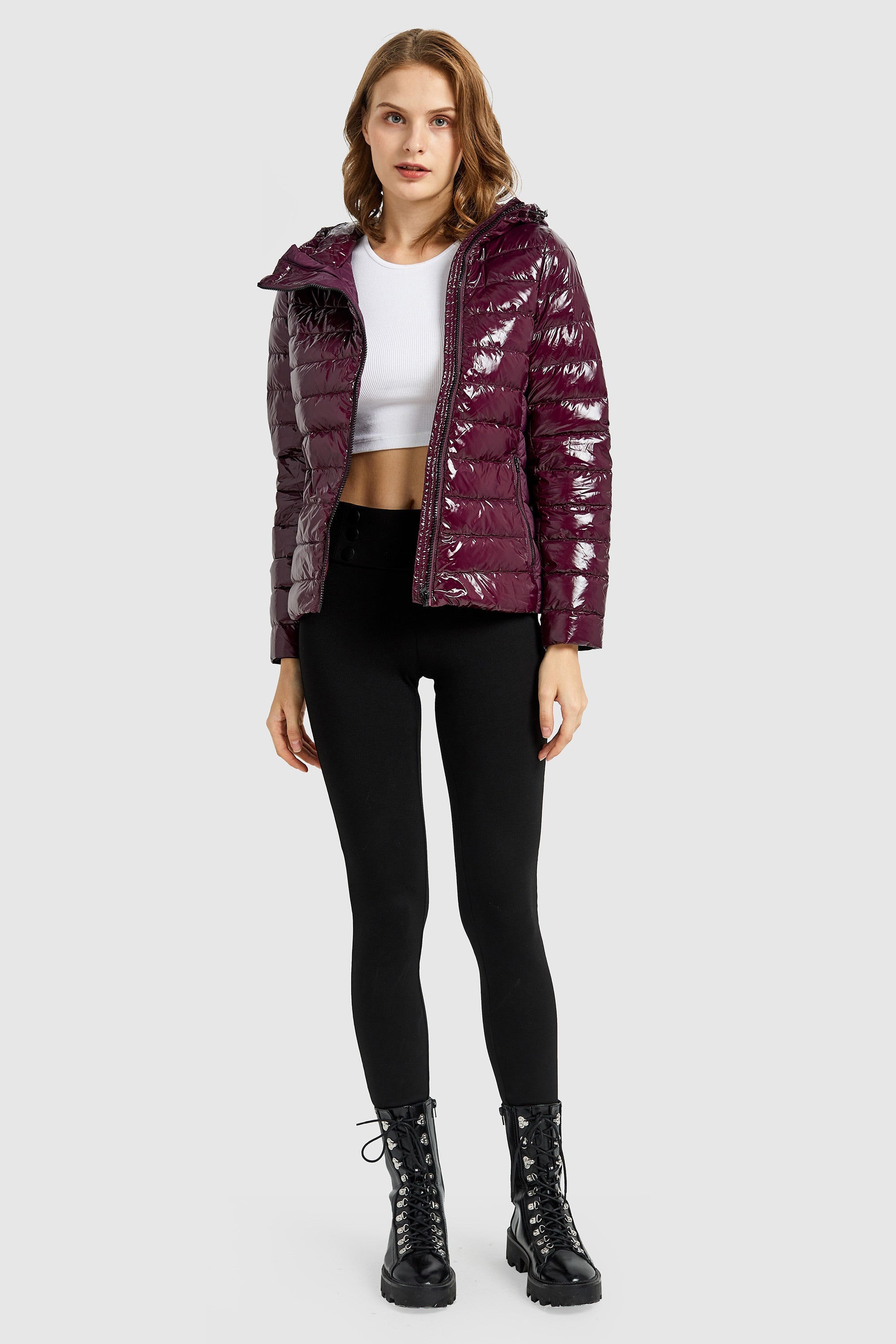 Inclined Zipper Sporty Down Winter Coat