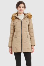 Light Down Jacket Fur Trim Hooded Coat