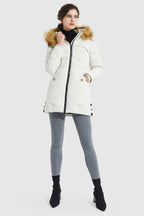 Light Down Jacket Fur Trim Hooded Coat