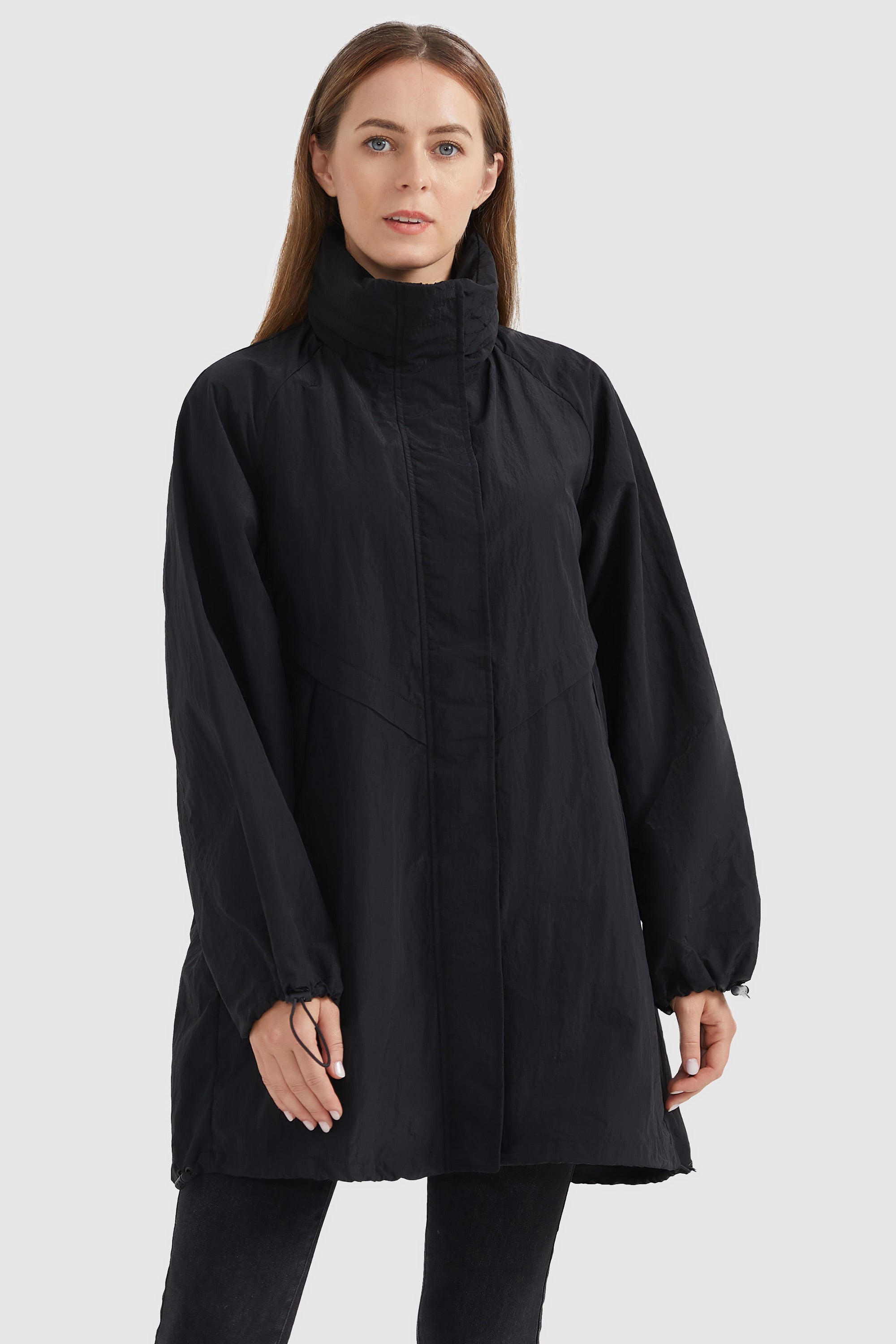 Lightweight Drawstring Hem Rain Jacket