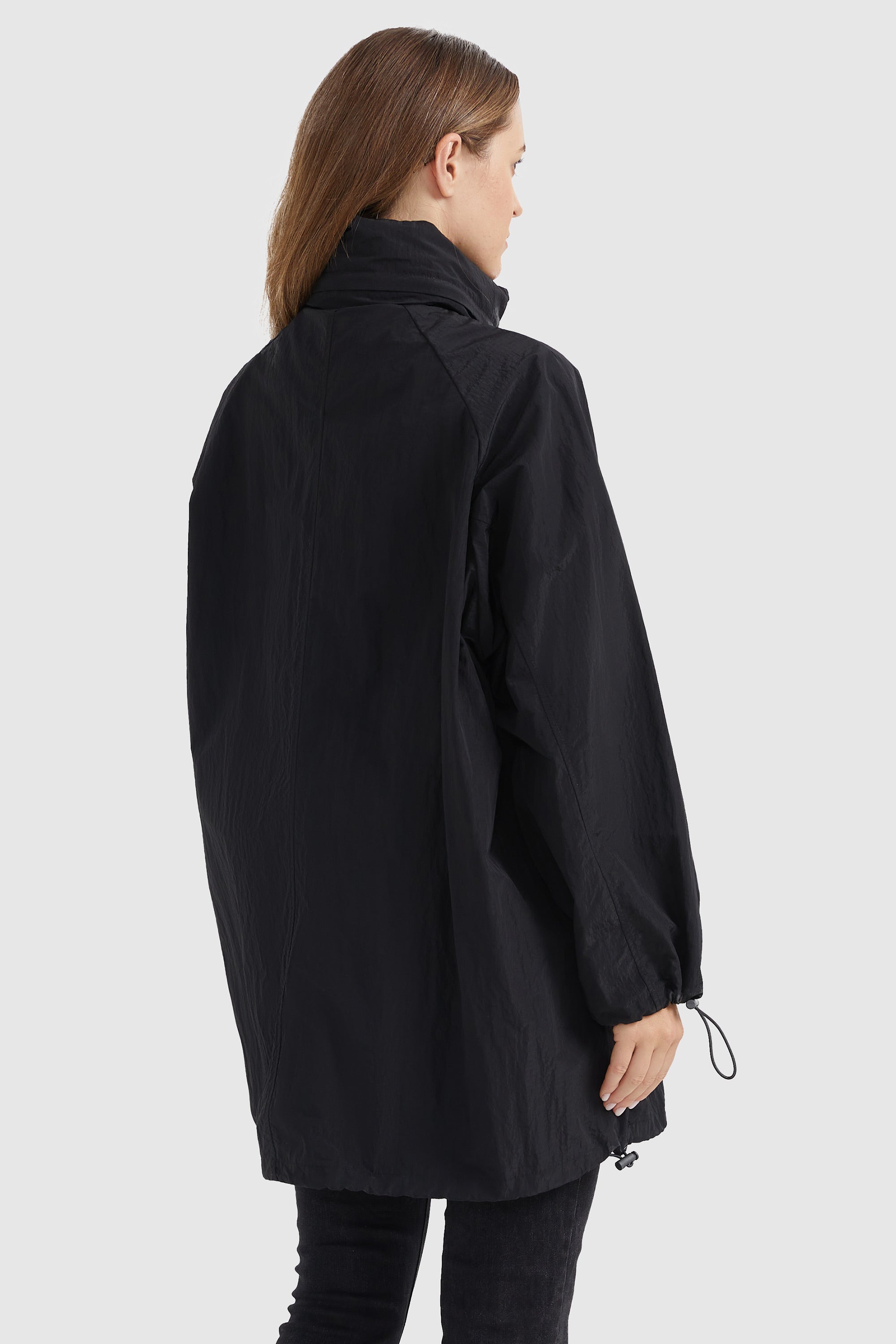 Lightweight Drawstring Hem Rain Jacket