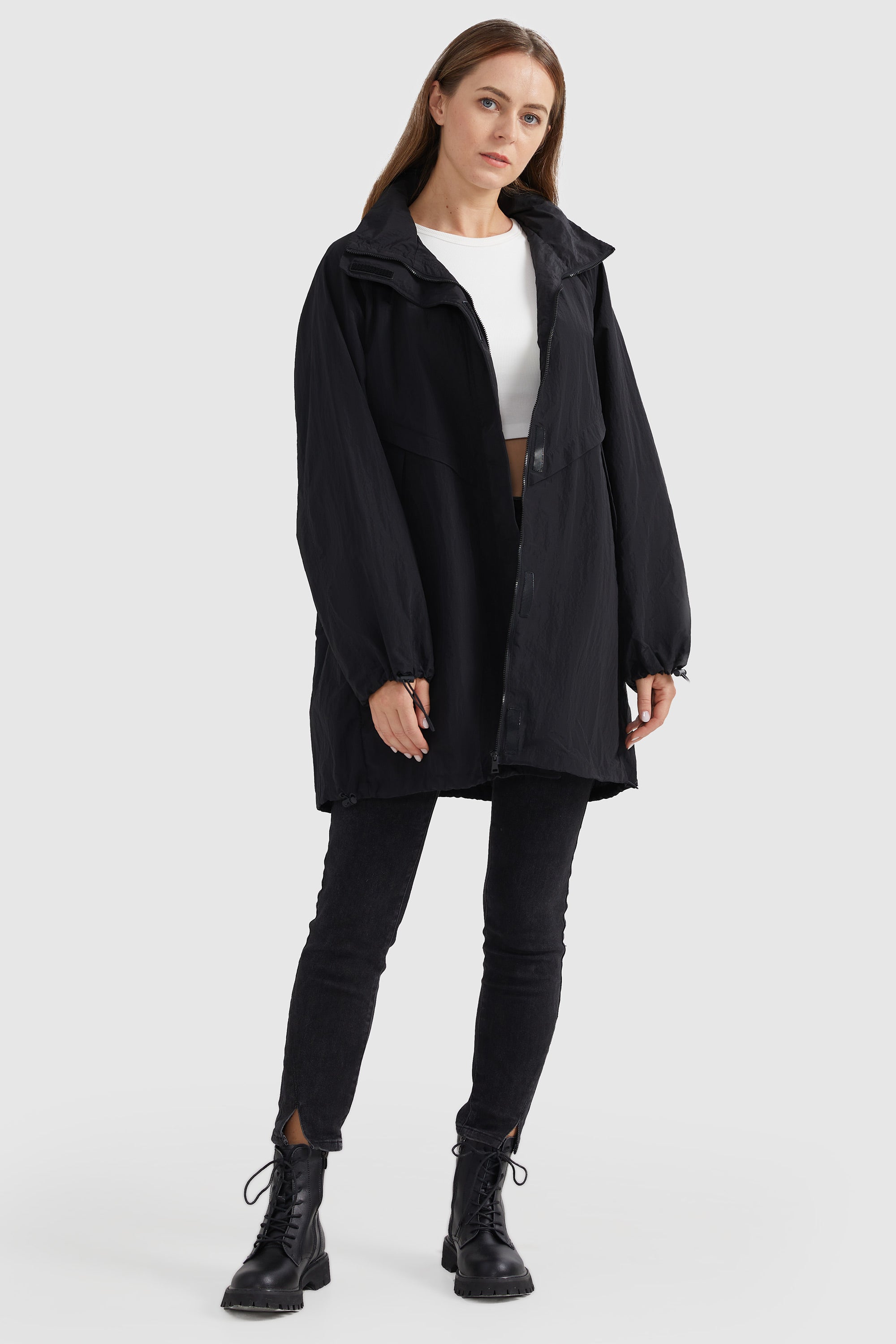 Lightweight Drawstring Hem Rain Jacket