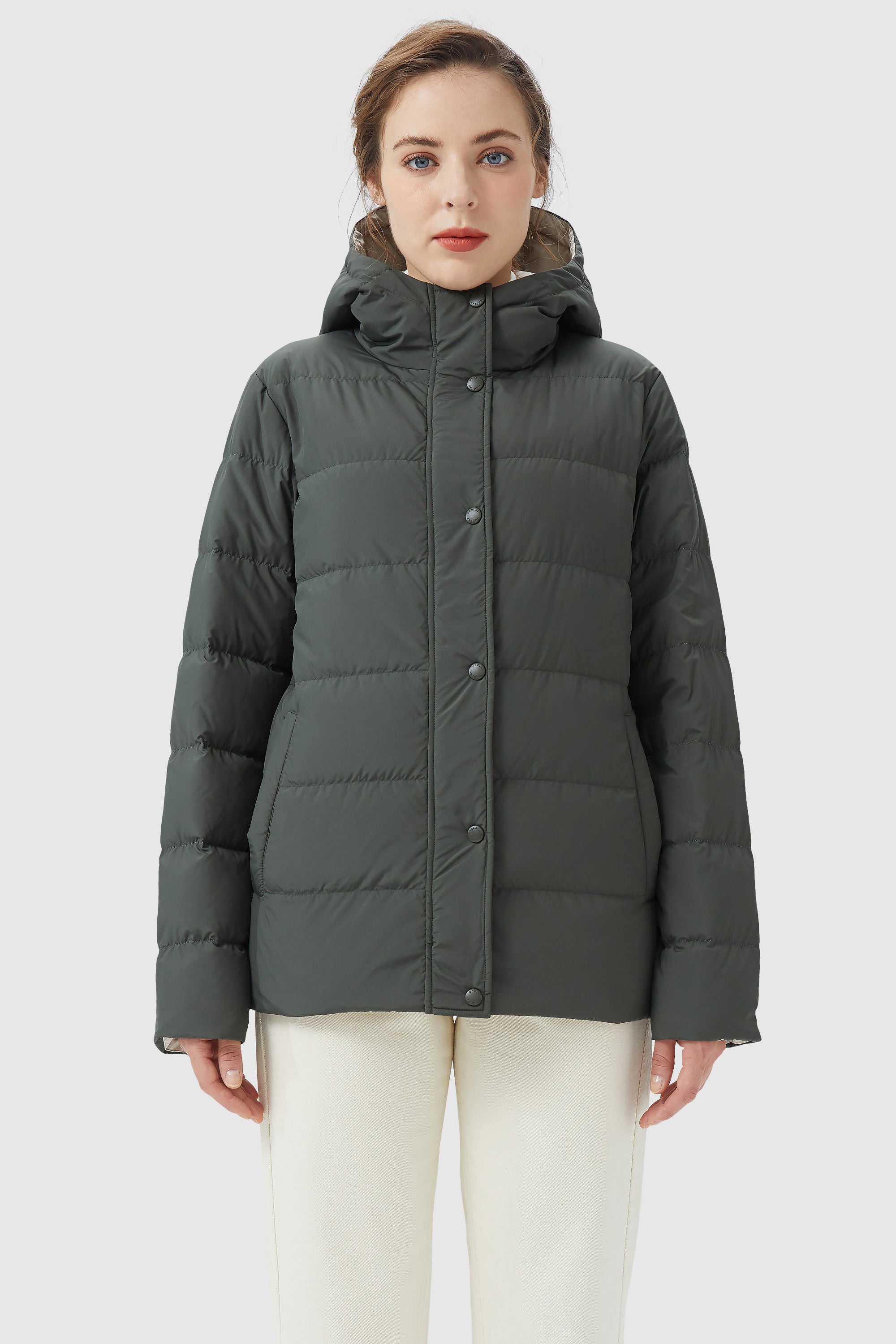 Lightweight Reversible Down Jacket with Hood