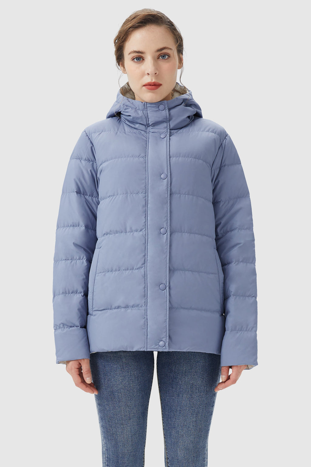 Lightweight Reversible Down Jacket with Hood