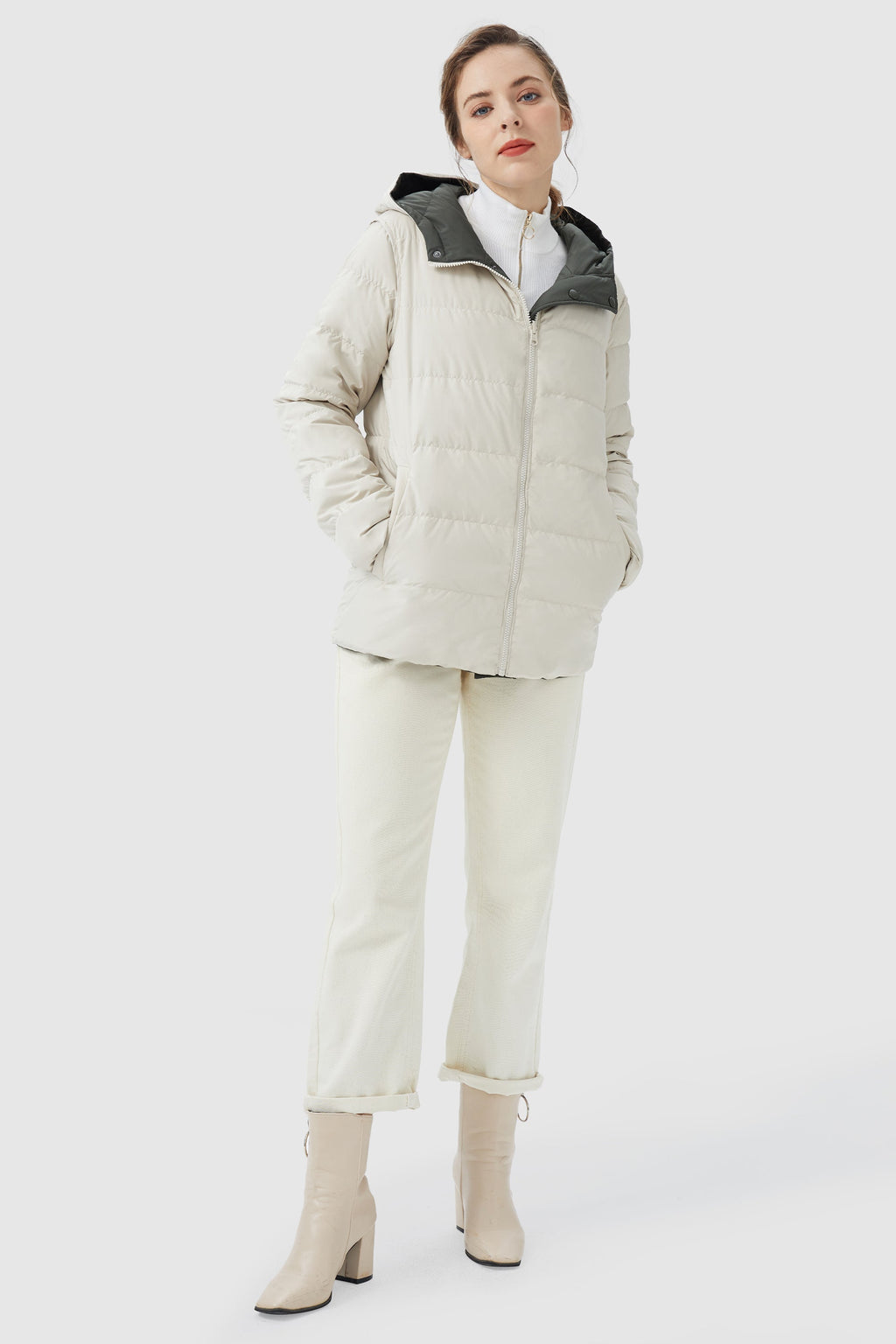 Lightweight Reversible Down Jacket with Hood