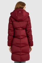 Long Hooded Asymmetric Down Puffer Jacket