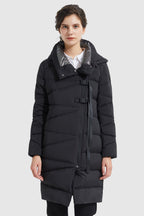 Long Hooded Asymmetric Down Puffer Jacket