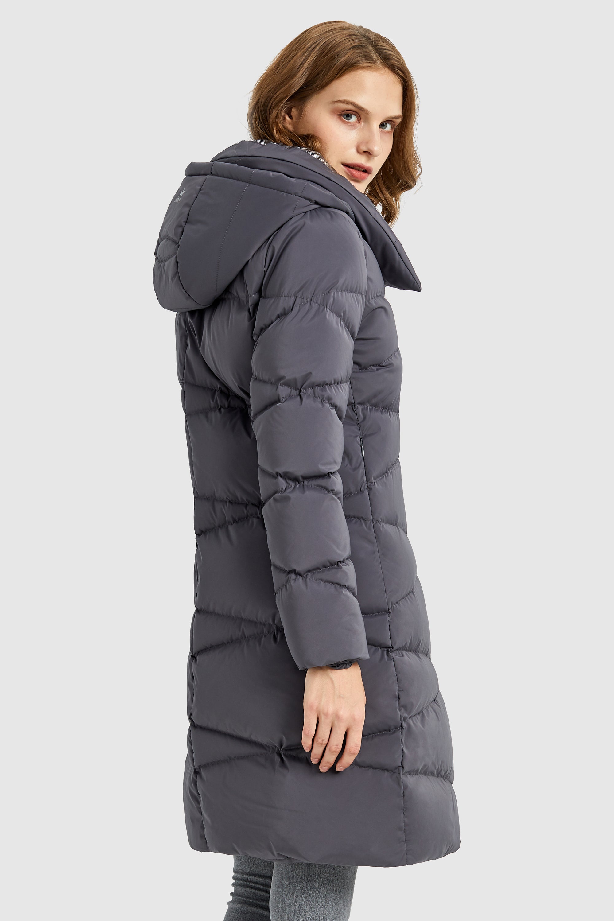 Long Hooded Asymmetric Down Puffer Jacket