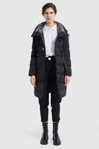 Long Hooded Asymmetric Down Puffer Jacket