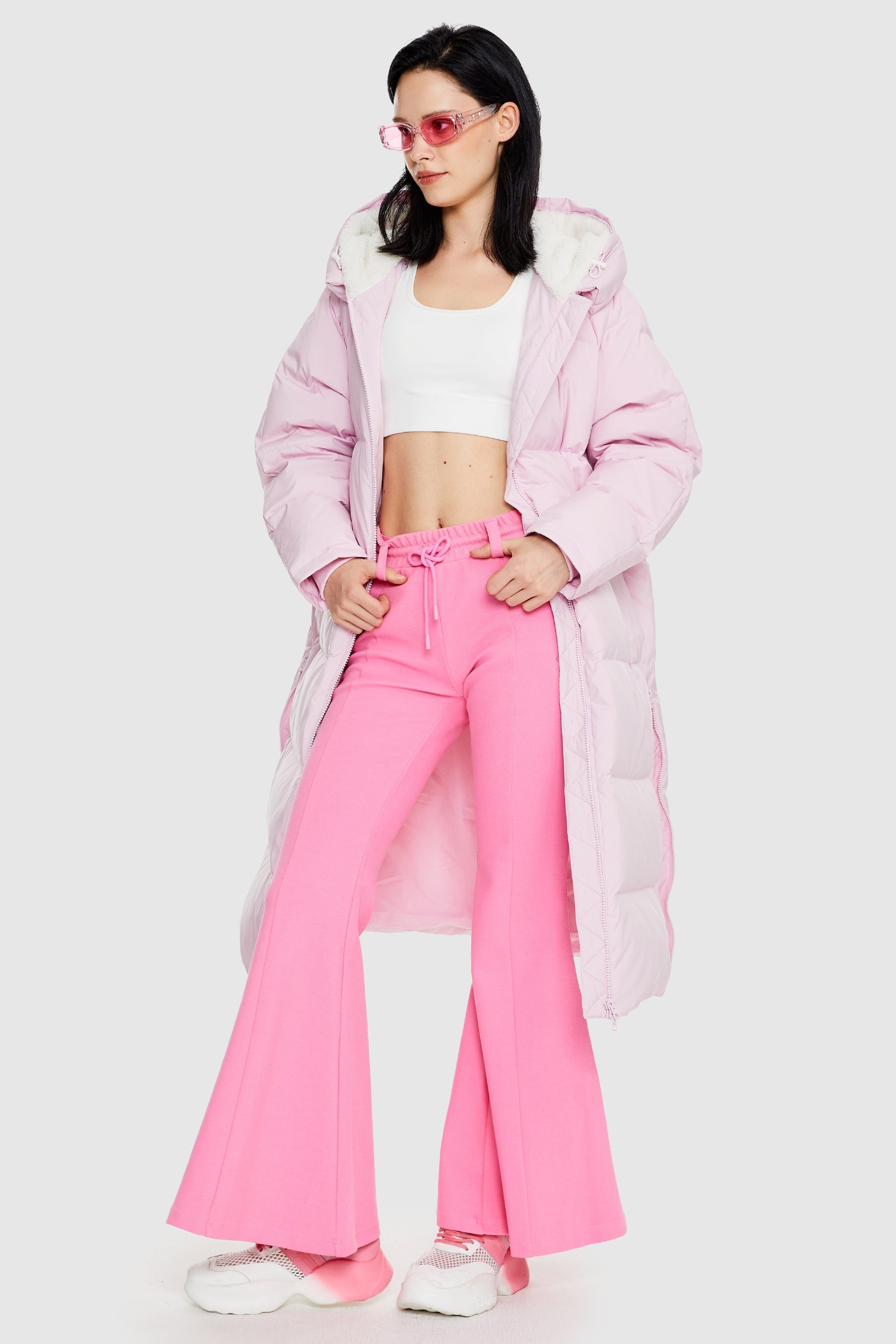 Long Puffer Down Jacket with Hem Slit
