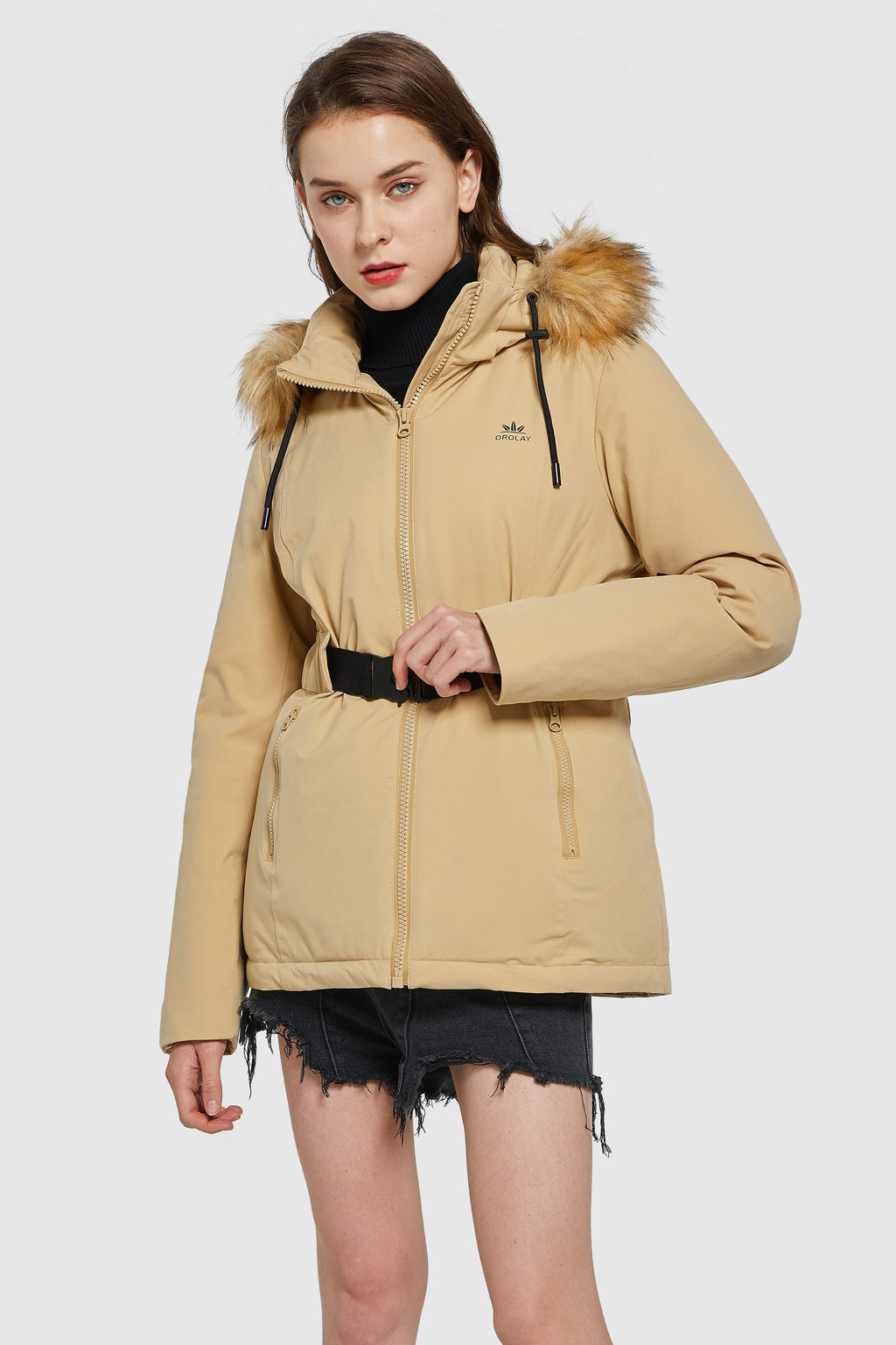 Mid-Length Lightweight Plaid Down Coat