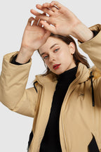 Mid-Length Lightweight Plaid Down Coat