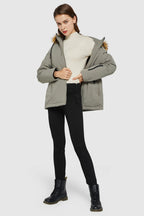 Mid-Length Lightweight Plaid Down Coat