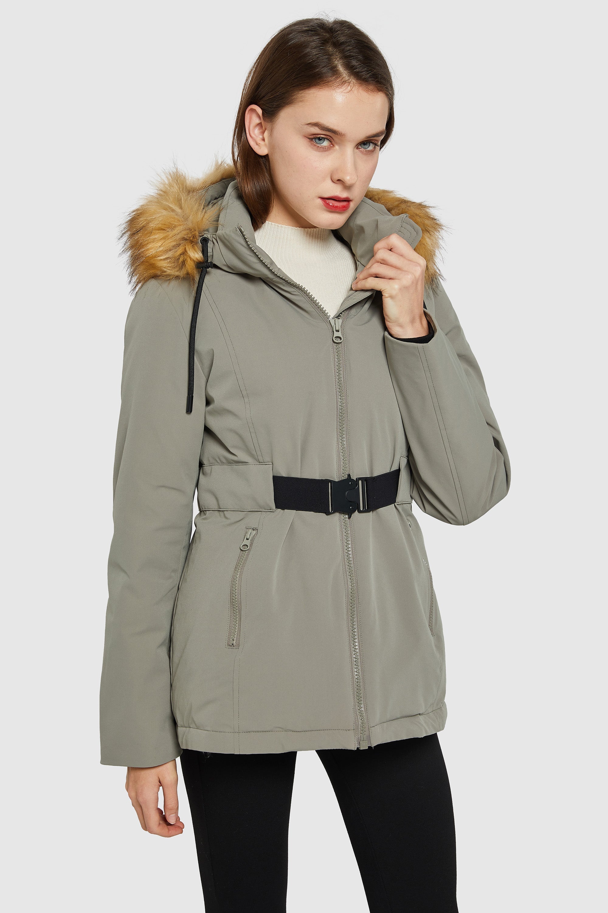 Mid-Length Lightweight Plaid Down Coat