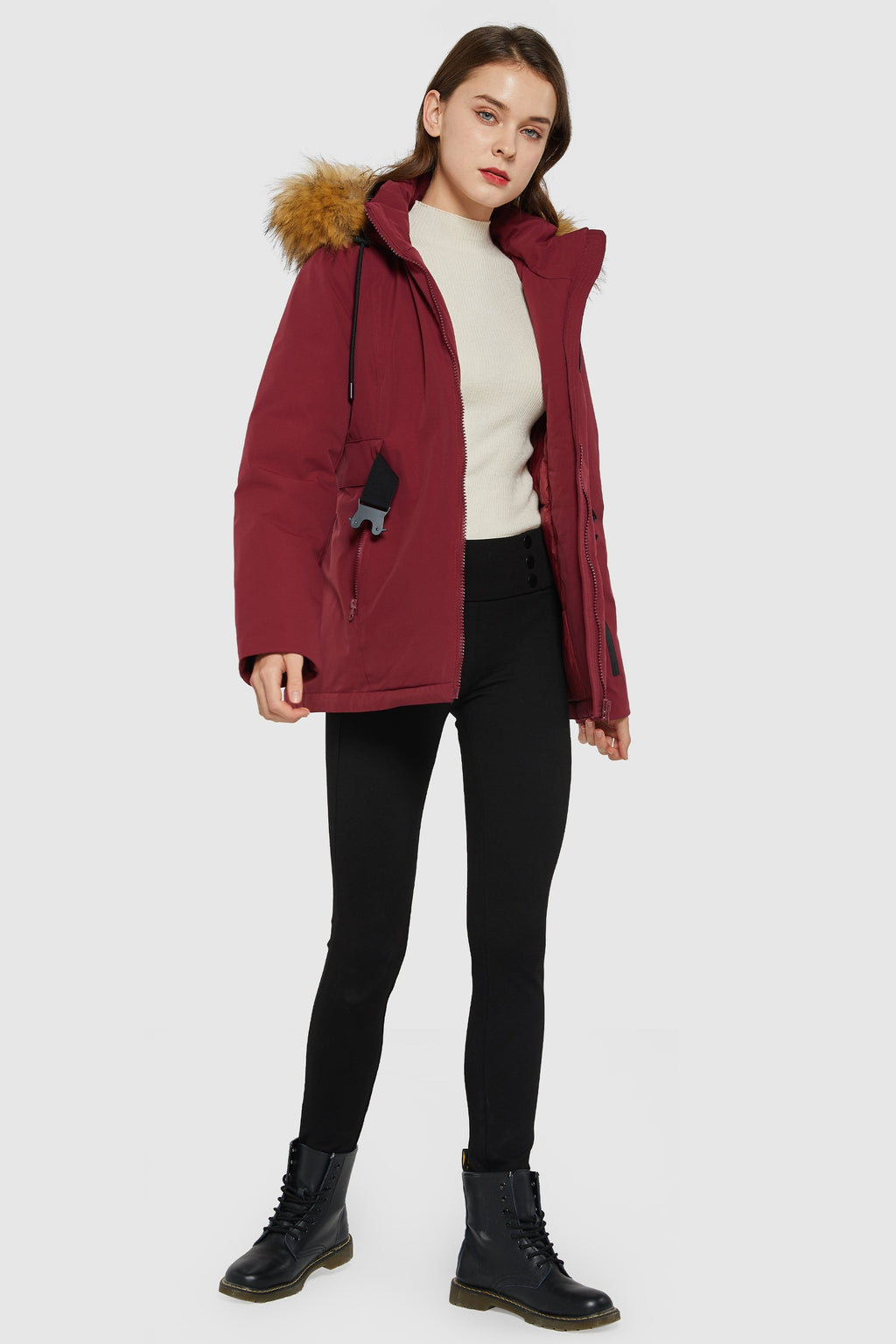 Mid-Length Lightweight Plaid Down Coat