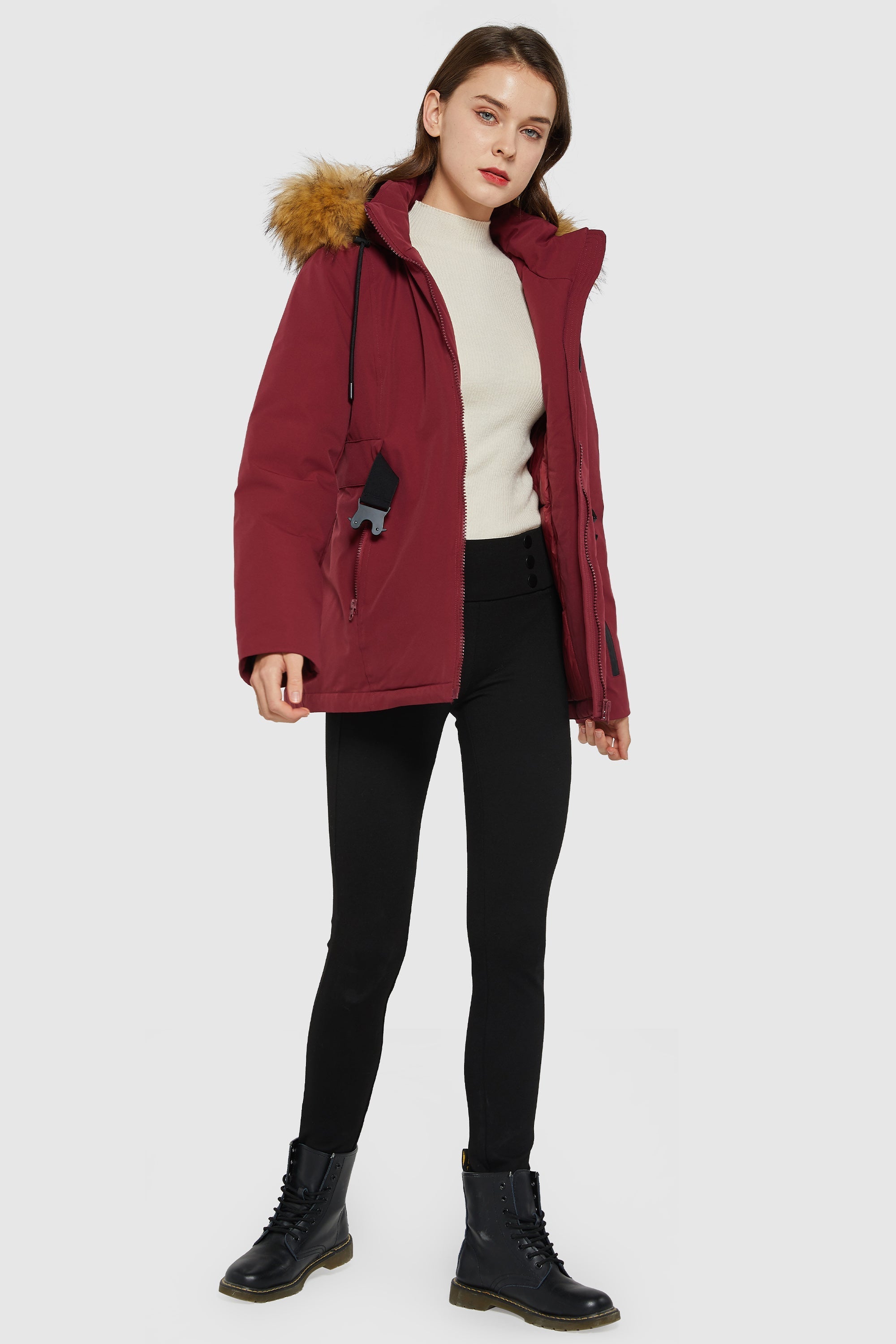 Mid-Length Lightweight Plaid Down Coat