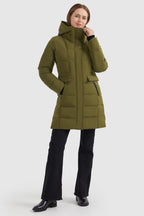 Mid Length Slant Pocket Down Puffer Jacket