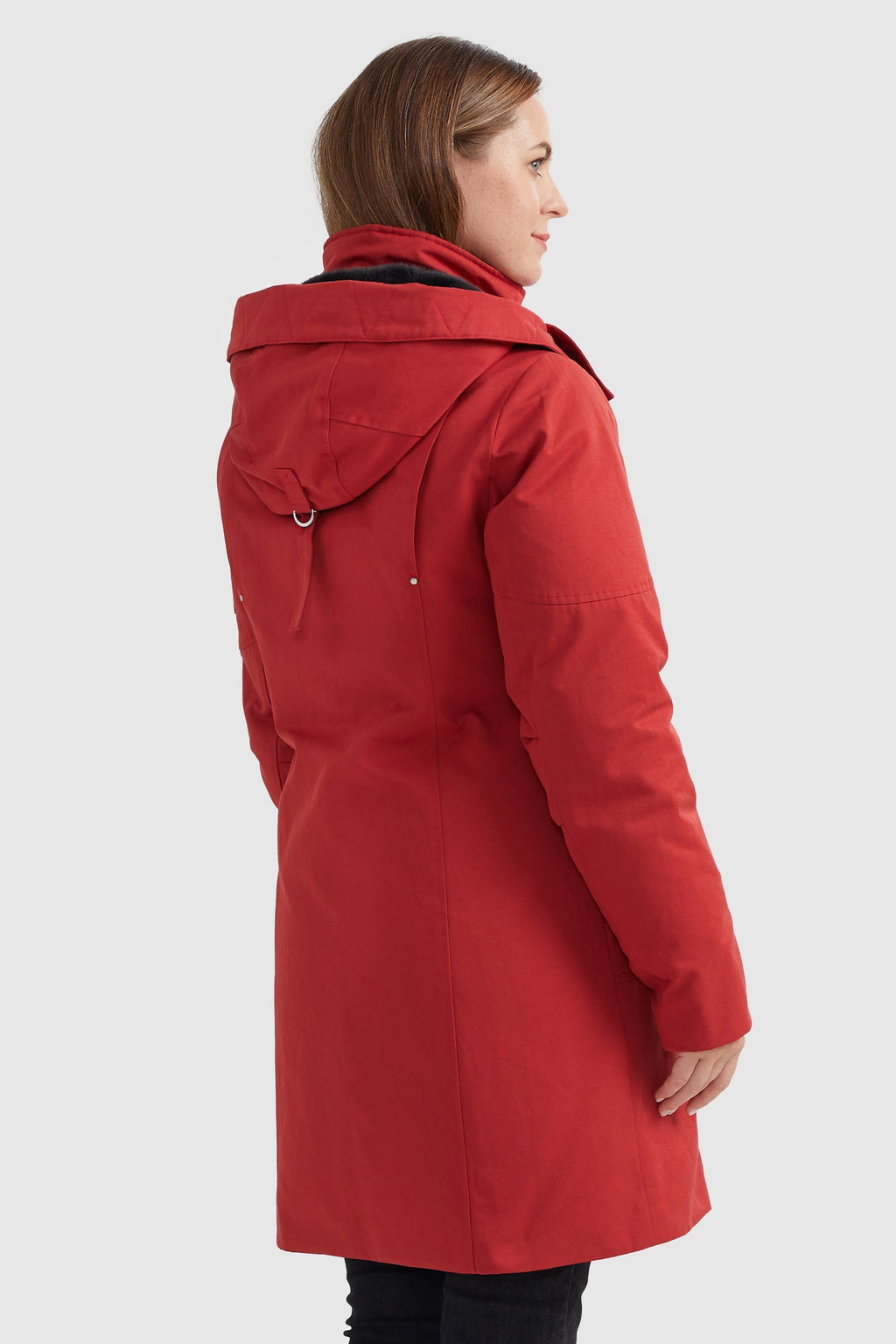 Mid-length Hooded Down Coat with Stand Collar
